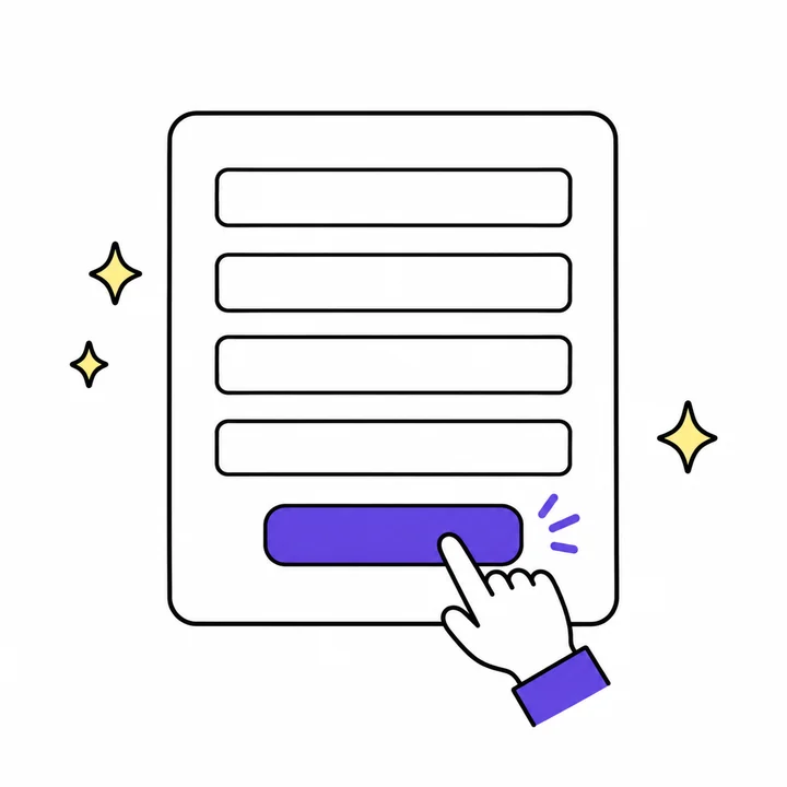 申し込みのフォームのボタンを押すイラスト