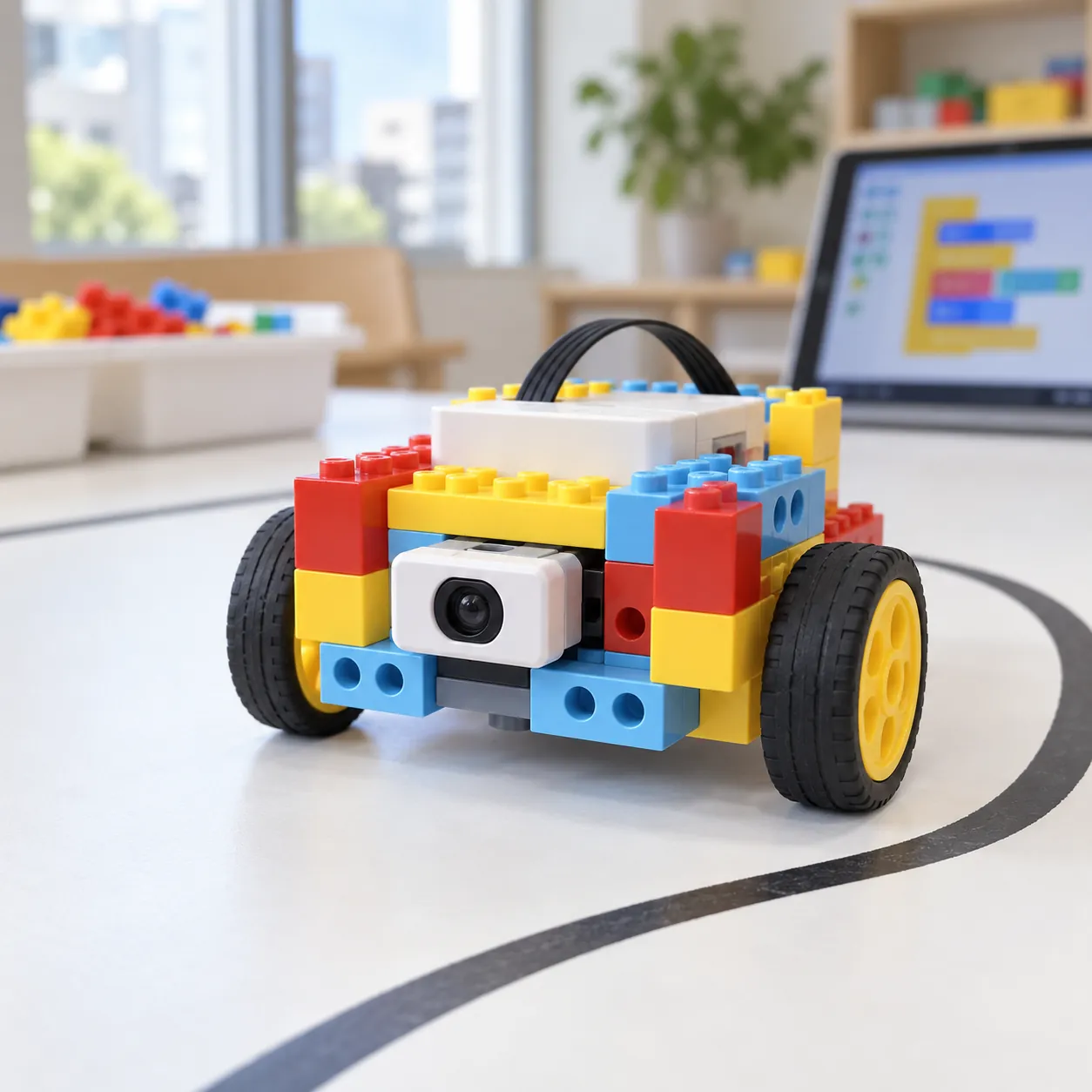 線の上を走るロボットカー